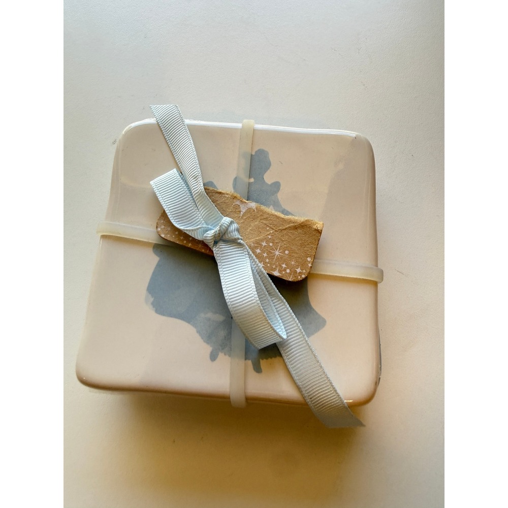 Rae Dunn Disney Princess Cinderella Ceramic Coaster Set of 4 Blue Cream New